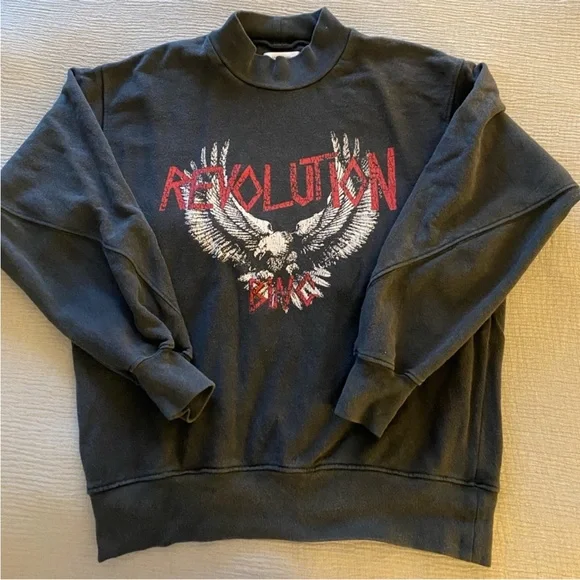 Anine Bing Revolution Washed Charcoal Sweatshirt - Picture 4 of 10